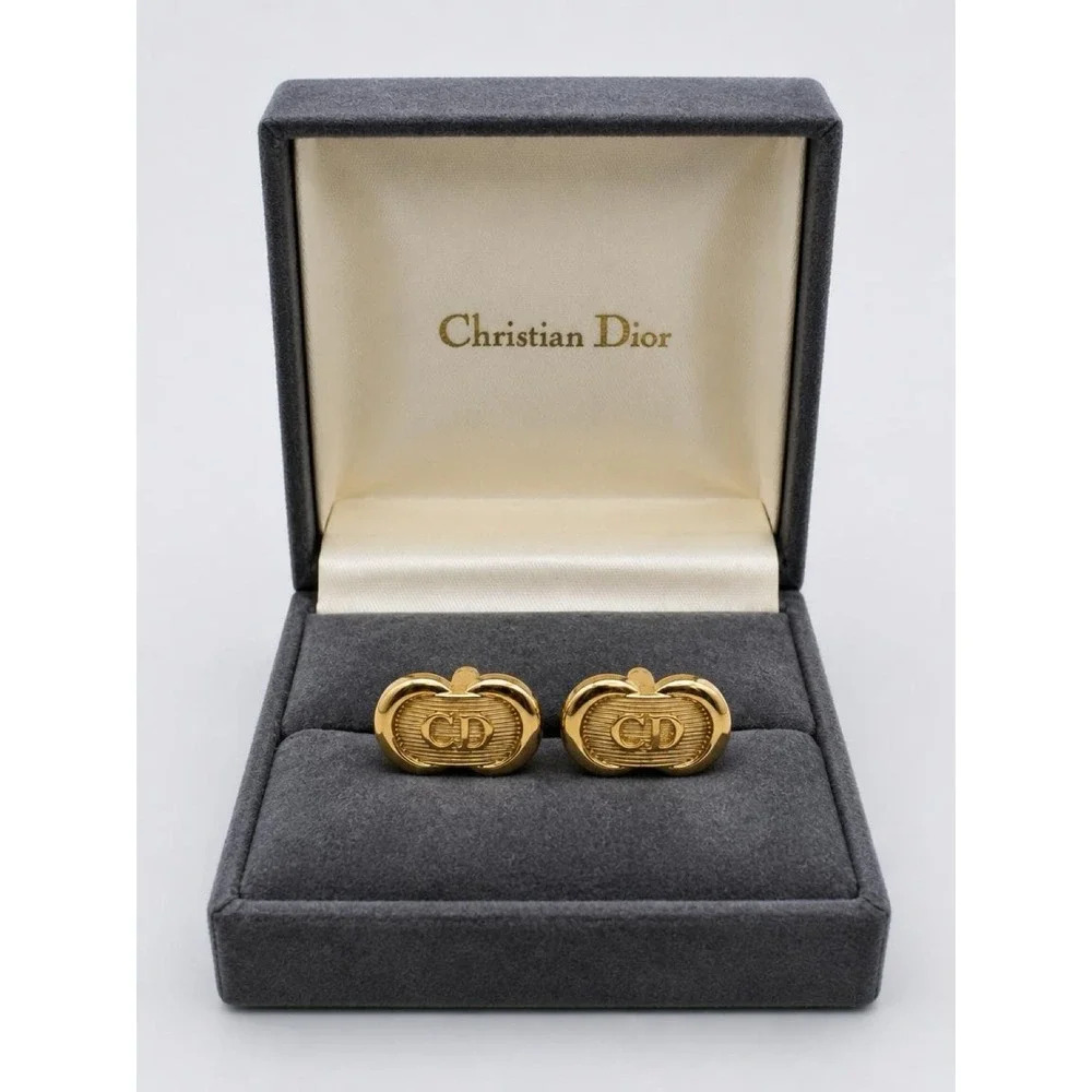 Rare Vintage Christian Dior Gold Cuff Links /Excellent Condition / Original Box!
